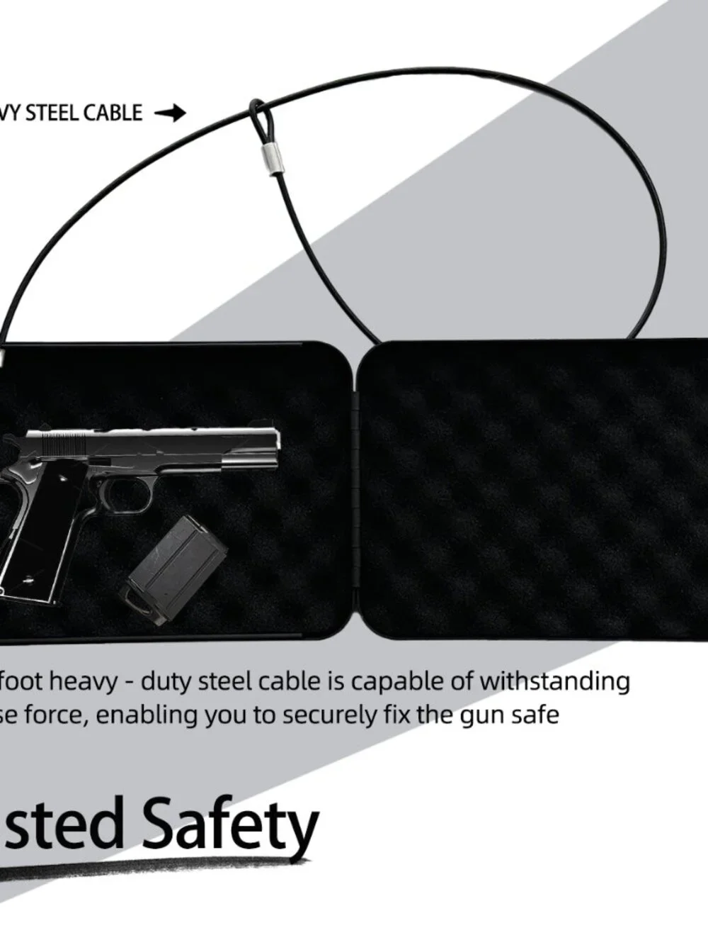 Pistol Safe Portable Travel Handgun Lock Box, Heavy Duty Steel Key Lock Gun Safe
